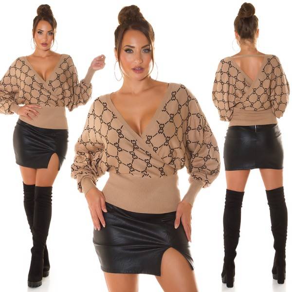 Koucla Sexy Wickellook Pullover Mit V-Ausschnitt
