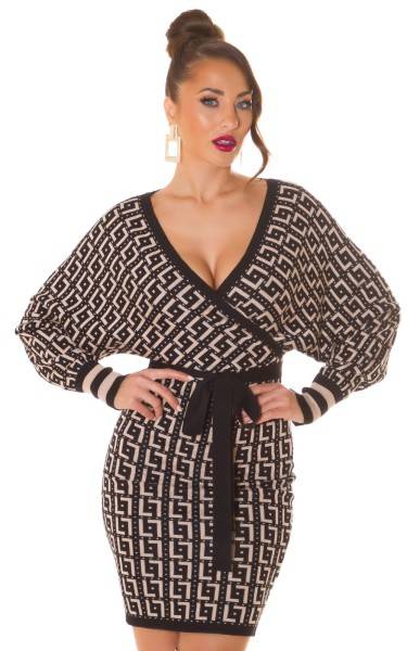 Koucla Sexy Wickellook Strickkleid Mit Gürtel