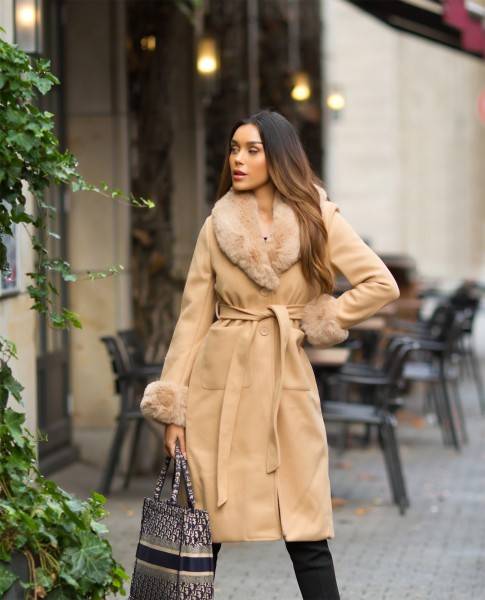 Koucla Sexy Wintermantel Mit Kunstfell-Details