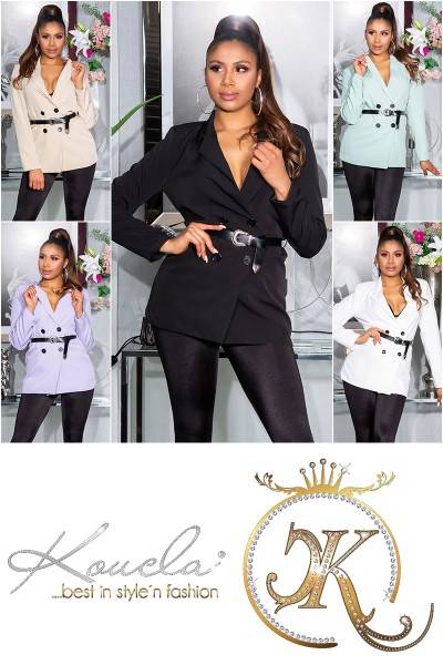 Koucla Sexy Zweireiher Blazer Mit Gürtel
