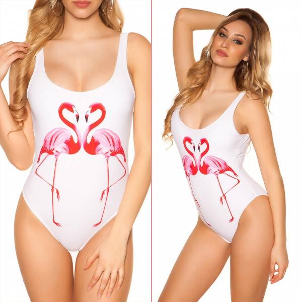 Koucla Trendy Badeanzug Mit Flamingo Print