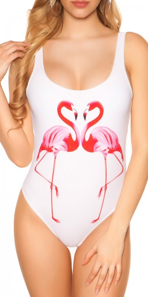 Koucla Trendy Badeanzug mit Flamingo Print