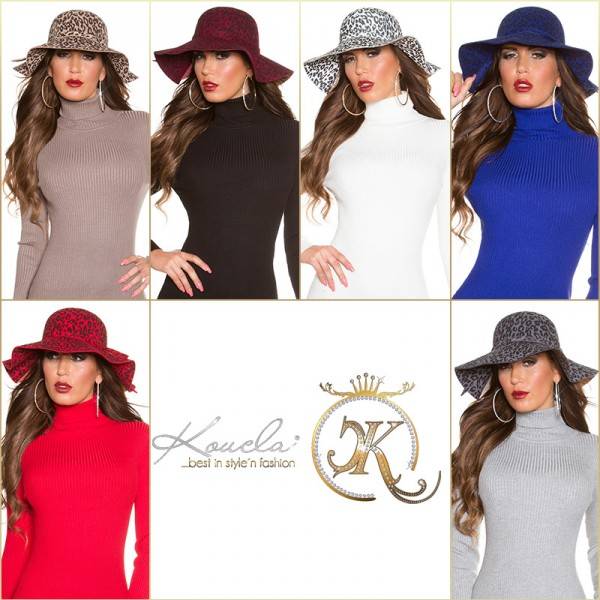 Koucla Trendy Floppy Leo Filz Hut Mit Zierband