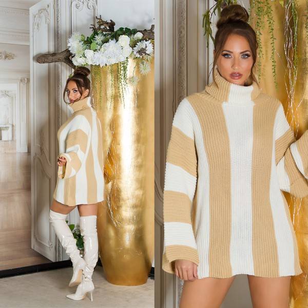 Koucla Trendy Grobstrick Kleid Mit Rollkragen