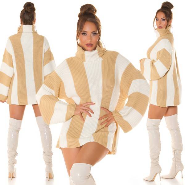 Koucla Trendy Grobstrick Kleid Mit Rollkragen