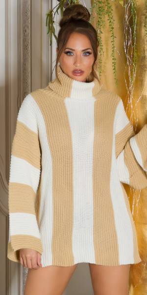 Koucla Trendy Grobstrick Kleid mit Rollkragen