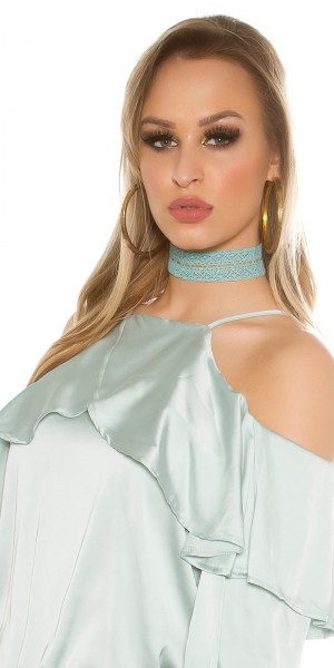 Koucla Trendy Häkelchoker Mit Goldfaden