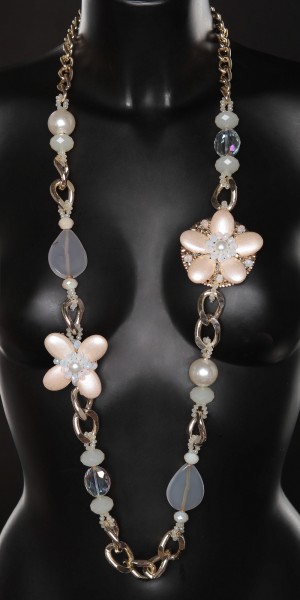 Koucla Trendy Halskette Mit Perlen Und Blumen