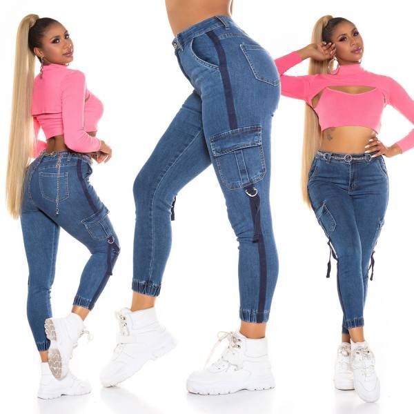 Koucla Trendy Highwaist Cargolook Jeans