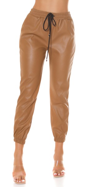 Koucla Trendy Highwaist Lederlook Hose "Joggerstyle"