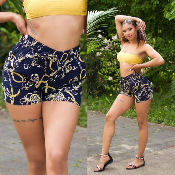 Koucla Trendy Highwaist Shorts Mit Kettenprint