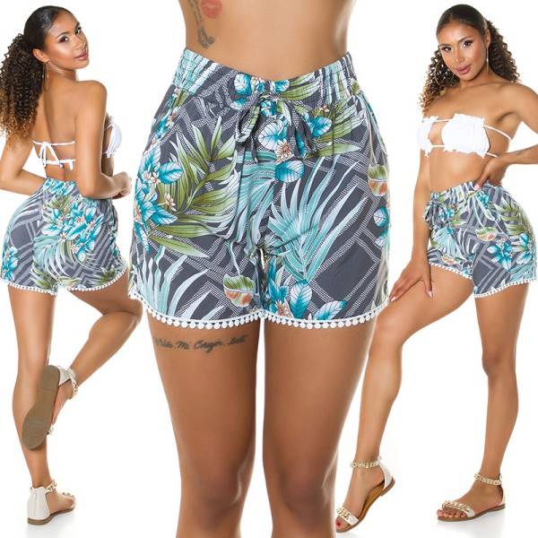 Koucla Trendy Highwaist Shorts Mit Tropical Print