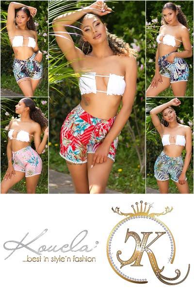Koucla Trendy Highwaist Shorts Mit Tropical Print