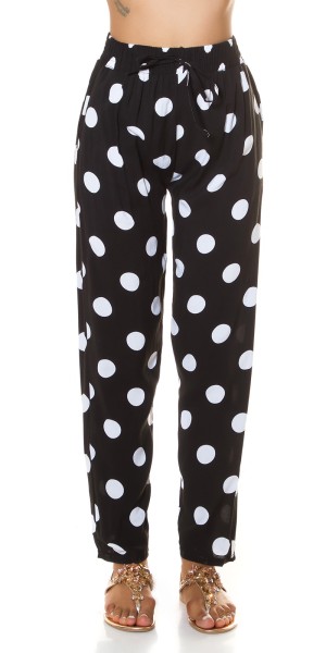 Koucla Trendy Highwaist Sommer Hose Mit Punkten