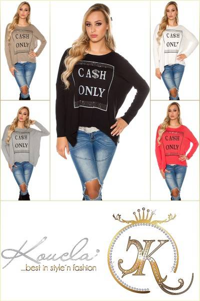 Koucla Trendy Koucla Feinstrick Pullover "Cash only"