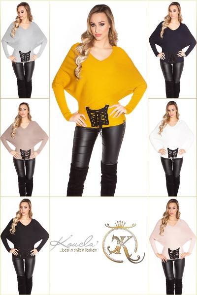 Koucla Trendy KouCla Fledermauspulli Mit Schnürung