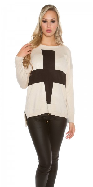 Koucla Trendy KouCla Oversize Pulli Mit Kreuz