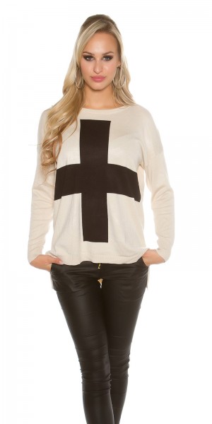 Koucla Trendy KouCla Oversize Pulli Mit Kreuz