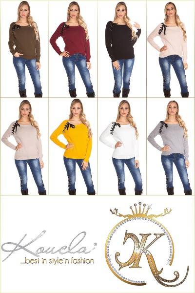 Koucla Trendy KouCla Oversize Pulli Mit Schnürung