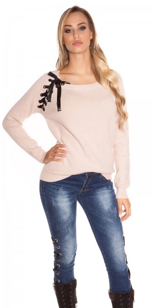 Koucla Trendy KouCla Oversize Pulli mit Schnürung