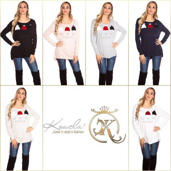 Koucla Trendy KouCla Pullover Mit Glitzernieten