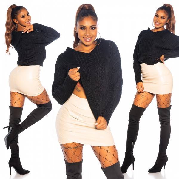 Koucla Trendy Koucla Strick-Hoodie Mit Zopfmuster