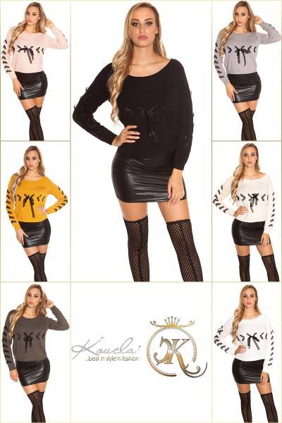 Koucla Trendy KouCla Strickpulli Mit Schnürung