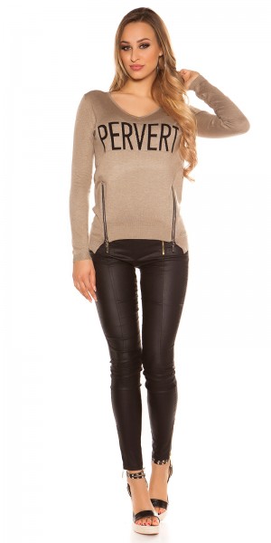 Koucla Trendy KouCla V-Pullover Mit Zip "PERVERT"