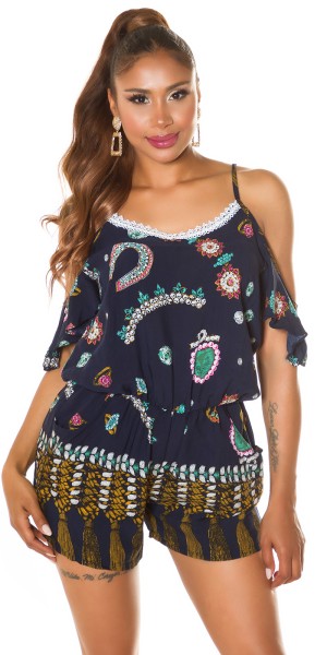 Koucla Trendy Off-Shoulder Jumpsuit Mit Print