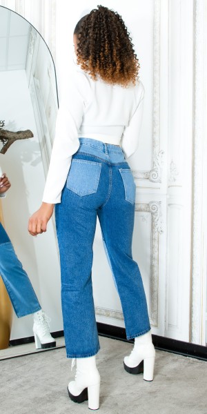 Koucla Trendy Patchwork Look Boyfriend Jeans