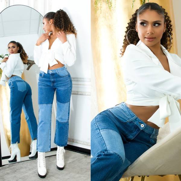 Koucla Trendy Patchwork Look Boyfriend Jeans