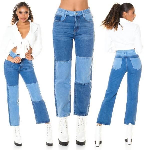 Koucla Trendy Patchwork Look Boyfriend Jeans