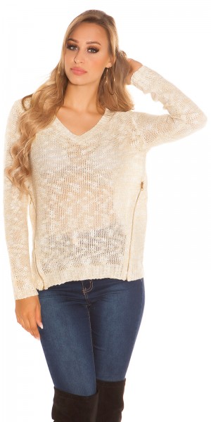 Koucla Trendy Strickpullover mit Reissverschluss