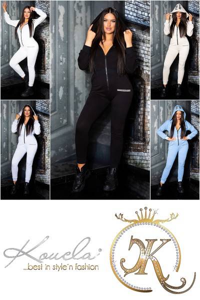 Koucla Trendy Sweat Jumpsuit Mit Kapuze