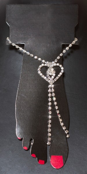 Koucla Trendy Zehenkette mit Strass & Strassherz