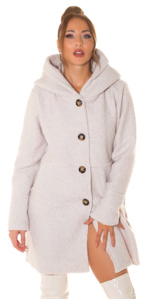 Koucla Wunderschöner Boucle Look Mantel Mit Kapuze