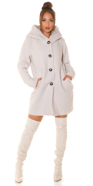 Koucla Wunderschöner Boucle Look Mantel Mit Kapuze