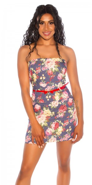 Koucla Sexy Bandeau-Minikleid Mit Flower-Print Und Gürtel