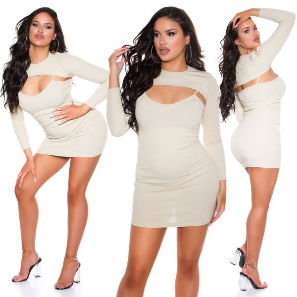 Koucla Sexy Basic Bodycon Spaghettiträger Kleid+Crop Top