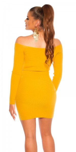 Koucla Sexy Bateau-Ausschnitt Strickkleid Mit Volant