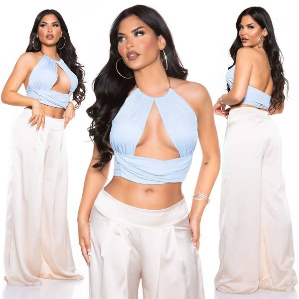 Koucla Sexy Crop Top Mit Cut Out Und Chain Neckhalter