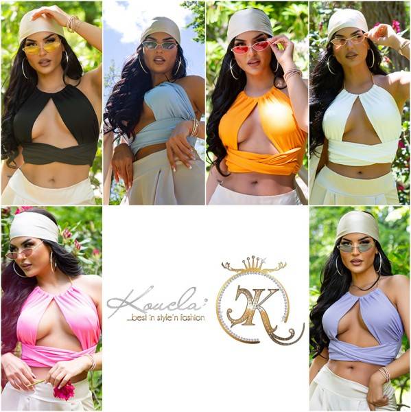 Koucla Sexy Crop Top Mit Cut Out Und Chain Neckhalter