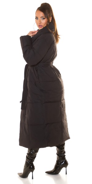 Koucla Sexy Fashionista Extra Long Winterjacke Mit Gürtel