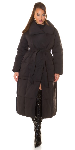 Koucla Sexy Fashionista Extra Long Winterjacke Mit Gürtel