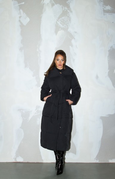 Koucla Sexy Fashionista Extra Long Winterjacke Mit Gürtel