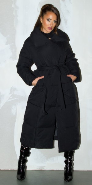 Koucla Sexy Fashionista Extra Long Winterjacke mit Gürtel
