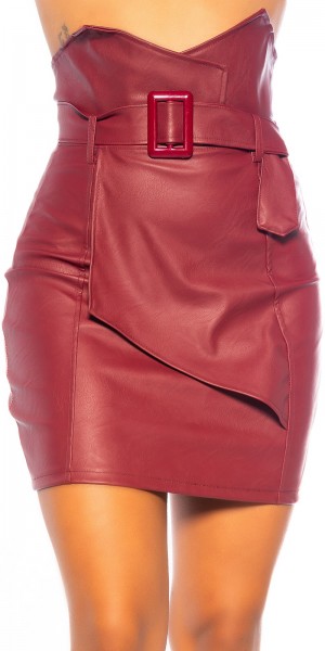 Koucla Sexy High Waist Minirock Lederlook Mit Gürtel