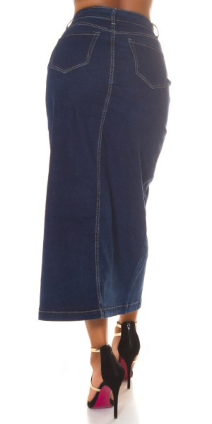 Koucla Sexy Highwaist Dark Denim Maxirock Mit Schlitz