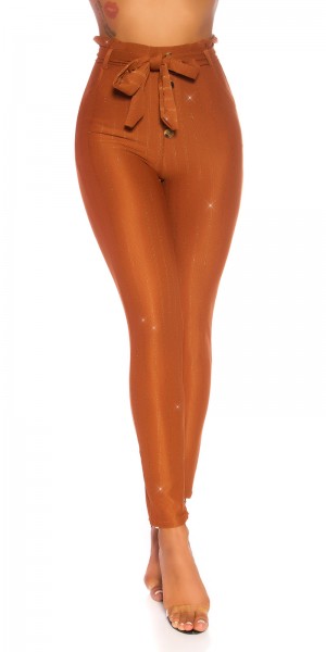 Koucla Sexy Highwaist Hose Mit Glitzerstreifen Und Gürtel