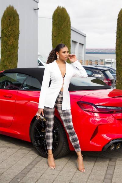 Koucla Sexy Highwaist Hose Mit Karomuster Und Taschen